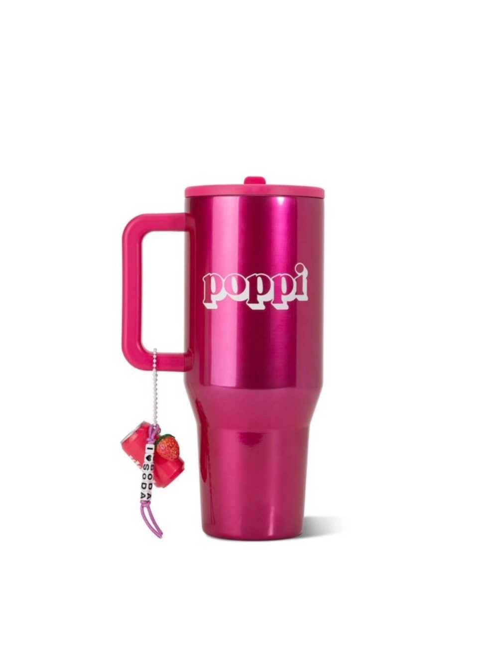 poopi x Hydrojug 40 fl oz stainless steel straw tumbler pink chrome